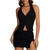 imageMakeMeChic Womens Halter Top Sleeveless Twist Front Going Out Tops Summer ShirtBlack