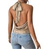 imageMakeMeChic Womens Halter Tops Satin Silk Backless Sleeveless Summer Camisole Going Out TopGold
