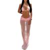 imageMakeMeChic Womens Halter Triangle Bikini Sets Floral 3 Piece Swimsuit Bathing Suit Cover Up Long SkirtPink