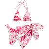 imageMakeMeChic Womens Halter Triangle Bikini Sets Leopard 3 Piece Swimsuit Bathing Suit Cover Up SkirtA Multi