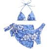 imageMakeMeChic Womens Halter Triangle Bikini Sets Leopard 3 Piece Swimsuit Bathing Suit Cover Up SkirtBlue