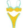 imageMakeMeChic Womens High Waisted Bikini Sets Color Block 2 Piece Swimsuit Bathing SuitYellow
