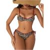 imageMakeMeChic Womens Leopard Print Bikini Set Spaghetti Strap Backless Tie Side Swimsuits BeachwearMulticolor