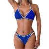 imageMakeMeChic Womens Solid Halter Triangle High Cut Bikini Set Swimsuit Bathing SuitRoyal Blue