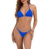 imageMakeMeChic Womens Solid Halter Triangle High Cut Bikini Set Swimsuit Bathing SuitRoyal Blue Solid