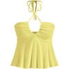 imageMakeMeChic Womens Summer Criss Cross Halter Tops 2025 Beach Sleeveles Cut Out Tie Backless Peplum Crop Tank TopsYellow B