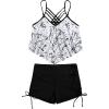 imageMakeMeChic Womens Tankini Set Hanky Hem Top Swim Shorts Bikini Set Swimsuit Bathing SuitBlack and White