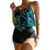 imageMakeMeChic Womens Tankini Set Hanky Hem Top Swim Shorts Bikini Set Swimsuit Bathing SuitRandom Tropical