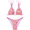 imageMakeMeChic Womens Triangle Thong Bikini Sets High Cut Swimsuit Bathing Suit SwimwearPink