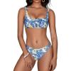imageMakeMeChic Womens Two Piece Bikini Set Floral Print Knot Front Boho Bathing Suit SwimsuitsBlue