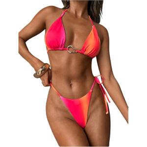 imageMakeMeChic Halter Bikini Sets for Women Sexy Micro Bikini Bathing Suit Two Piece Swimsuits 2025Multicolor a