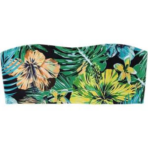 imageMakeMeChic Womens Strapless Bikini Top Floral Print Bandeau Swimsuit Bikini TopsGreen