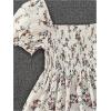 imageMakeMeChic Womens Floral Puff Sleeve Square Neck Blouse Ruffle Hem Shirred Blouses TopApricot