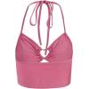 imageMakeMeChic Womens Halter Tie Backless Cut Out Ribbed Knit Summer Crop Cami TopsA Pink