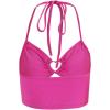 imageMakeMeChic Womens Halter Tie Backless Cut Out Ribbed Knit Summer Crop Cami TopsHot Pink