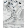 imageMakeMeChic Womens Halter Top Y2K Lace V Neck Ruched Low Cut Halter Tank Tops Camisole TopsBlue and White