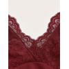 imageMakeMeChic Womens Halter Top Y2K Lace V Neck Ruched Low Cut Halter Tank Tops Camisole TopsBurgundy