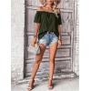 imageMakeMeChic Womens Off Shoulder Tops Short Sleeve Textured Dressy Casual Summer BlousesArmy Green