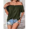 imageMakeMeChic Womens Off Shoulder Tops Short Sleeve Textured Dressy Casual Summer BlousesArmy Green