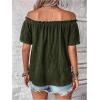imageMakeMeChic Womens Off Shoulder Tops Short Sleeve Textured Dressy Casual Summer BlousesArmy Green