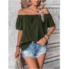 imageMakeMeChic Womens Off Shoulder Tops Short Sleeve Textured Dressy Casual Summer BlousesArmy Green