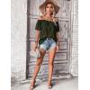 imageMakeMeChic Womens Off Shoulder Tops Short Sleeve Textured Dressy Casual Summer BlousesArmy Green a