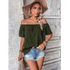 imageMakeMeChic Womens Off Shoulder Tops Short Sleeve Textured Dressy Casual Summer BlousesArmy Green a