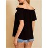 imageMakeMeChic Womens Off Shoulder Tops Short Sleeve Textured Dressy Casual Summer BlousesBlack a