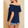 imageMakeMeChic Womens Off Shoulder Tops Short Sleeve Textured Dressy Casual Summer BlousesBlue a