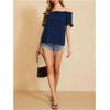 imageMakeMeChic Womens Off Shoulder Tops Short Sleeve Textured Dressy Casual Summer BlousesBlue a