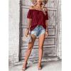 imageMakeMeChic Womens Off Shoulder Tops Short Sleeve Textured Dressy Casual Summer BlousesBurgundy