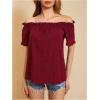 imageMakeMeChic Womens Off Shoulder Tops Short Sleeve Textured Dressy Casual Summer BlousesBurgundy a