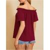 imageMakeMeChic Womens Off Shoulder Tops Short Sleeve Textured Dressy Casual Summer BlousesBurgundy a