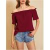 imageMakeMeChic Womens Off Shoulder Tops Short Sleeve Textured Dressy Casual Summer BlousesBurgundy a