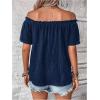 imageMakeMeChic Womens Off Shoulder Tops Short Sleeve Textured Dressy Casual Summer BlousesDark Blue