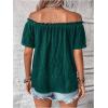 imageMakeMeChic Womens Off Shoulder Tops Short Sleeve Textured Dressy Casual Summer BlousesDark Green