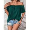 imageMakeMeChic Womens Off Shoulder Tops Short Sleeve Textured Dressy Casual Summer BlousesDark Green