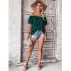 imageMakeMeChic Womens Off Shoulder Tops Short Sleeve Textured Dressy Casual Summer BlousesDark Green a
