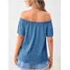 imageMakeMeChic Womens Off Shoulder Tops Short Sleeve Textured Dressy Casual Summer BlousesDusty Blue