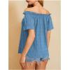 imageMakeMeChic Womens Off Shoulder Tops Short Sleeve Textured Dressy Casual Summer BlousesDusty Blue a
