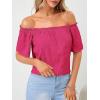 imageMakeMeChic Womens Off Shoulder Tops Short Sleeve Textured Dressy Casual Summer BlousesHot Pink