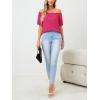 imageMakeMeChic Womens Off Shoulder Tops Short Sleeve Textured Dressy Casual Summer BlousesHot Pink