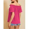 imageMakeMeChic Womens Off Shoulder Tops Short Sleeve Textured Dressy Casual Summer BlousesHot Pink a