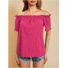 imageMakeMeChic Womens Off Shoulder Tops Short Sleeve Textured Dressy Casual Summer BlousesHot Pink a