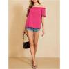imageMakeMeChic Womens Off Shoulder Tops Short Sleeve Textured Dressy Casual Summer BlousesHot Pink a