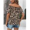 imageMakeMeChic Womens Off Shoulder Tops Short Sleeve Textured Dressy Casual Summer BlousesLeopard Multi