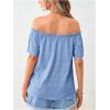 imageMakeMeChic Womens Off Shoulder Tops Short Sleeve Textured Dressy Casual Summer BlousesLight Blue