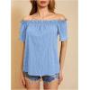 imageMakeMeChic Womens Off Shoulder Tops Short Sleeve Textured Dressy Casual Summer BlousesLight Blue a