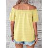 imageMakeMeChic Womens Off Shoulder Tops Short Sleeve Textured Dressy Casual Summer BlousesLight Yellow