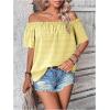 imageMakeMeChic Womens Off Shoulder Tops Short Sleeve Textured Dressy Casual Summer BlousesLight Yellow